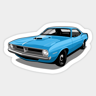 1970 Plymouth Barracuda in Blue Fire Sticker